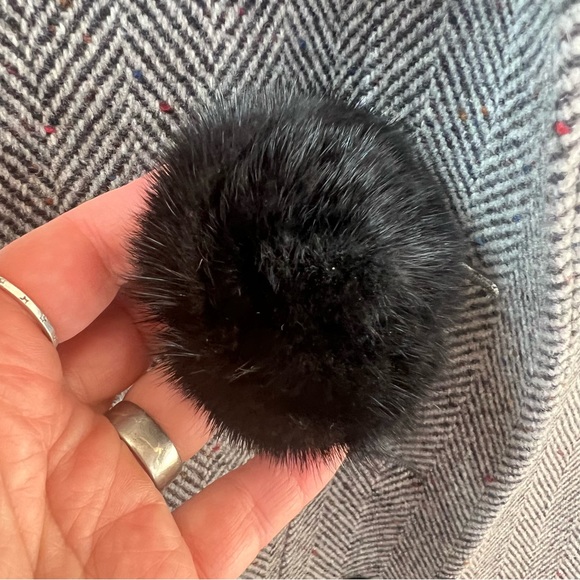 MACKINTOSH Long Wool Coat Vintage Grey Herringbone Overcoat Womens Small 90s 80s - Picture 6 of 11